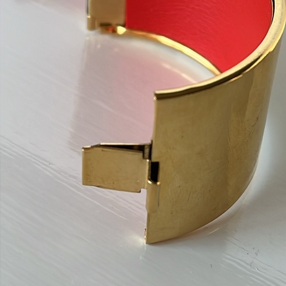 Vintage Modernist Statement Cuff Bracelet Red Black Gold Geometric Bold - Picture 10 of 16